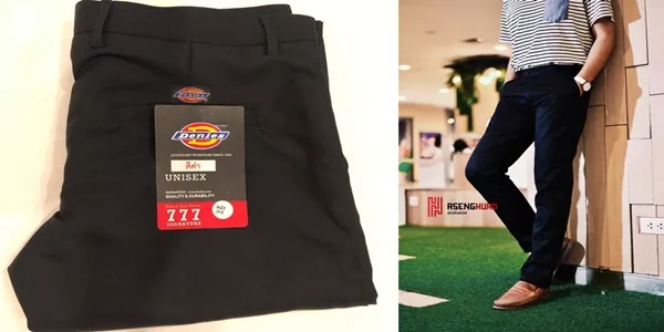 กางเกงสแล็ค Denies 777 ขากระบอกเล็กเกือบเดฟ ดำ-กรม ใส่สบาย คุ้มราคา ตัวเดียวเอาอยู่ทุกโอกาส