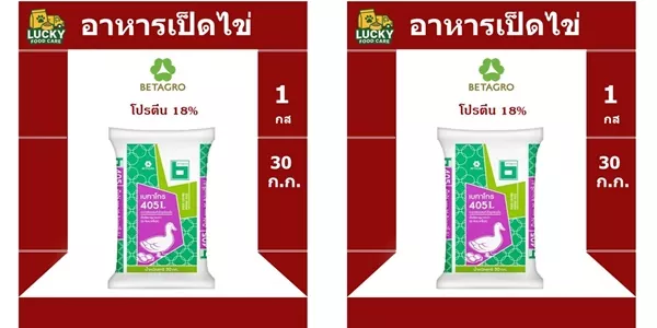 อาหารเป็ดไข่ Betagro 405L โปรตีน 18% ตัวช่วยฟาร์มปัง ไข่เยอะ เปลือกแข็ง