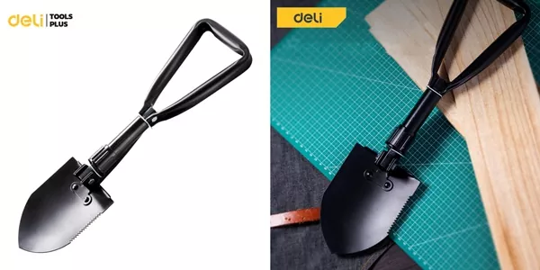 Deli พลั่วพับได้ Multi-Function Folding Shovel ชิ้นเดียวจบ ทุกงานลุย