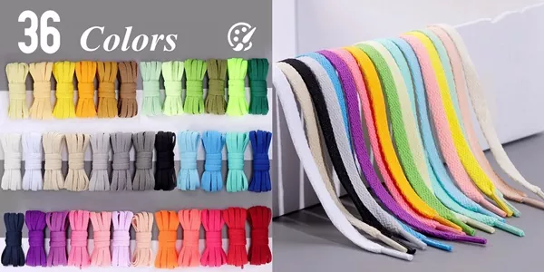 เชือกผูกรองเท้าแบน 8มม. ยาว 120ซม. 36 สีสดใส ราคาเบาๆ ผูกง่ายทนทาน เปลี่ยนลุครองเท้าเก่าให้ปังในพริบตา