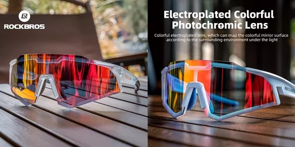 แว่นตากันแดด ROCKBROS โฟโตโครมิก เลนส์เปลี่ยนสีอัตโนมัติ ป้องกัน UV400 เต็มรูปแบบ โพลาไรซ์ในตัว ตัดแสงสะท้อน ใส่สบายทั้งชายหญิง