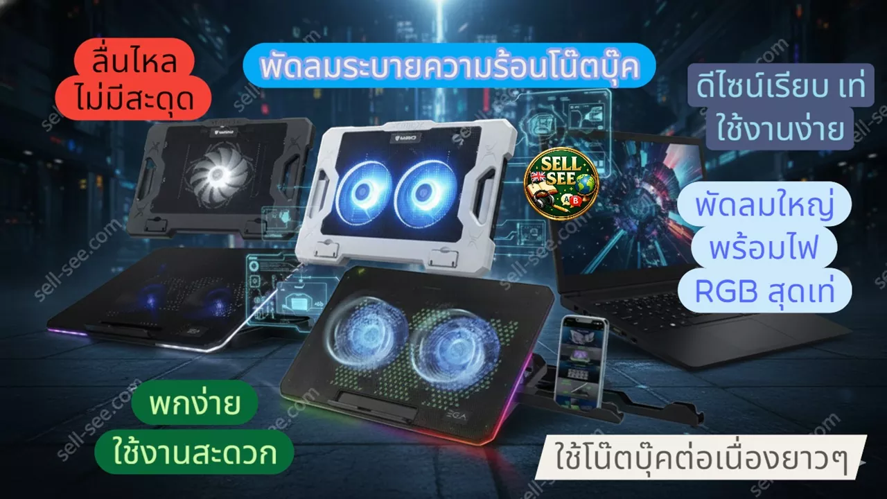 พัดลมรองโน้ตบุ๊ค Cooling Pad ตัวเด็ด โน้ตบุ๊คจะไม่พังเพราะความร้อน